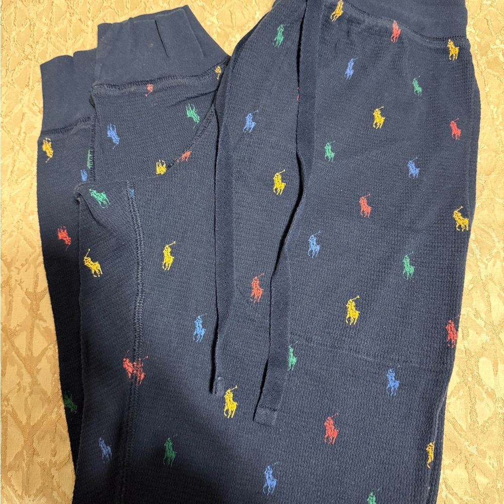 Polo by Ralph Lauren Kids' Navy Joggers with Colorful Pony Embroidery